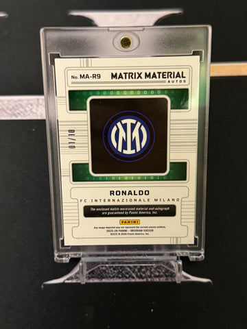 Ronaldo Nazário Matrix Material autograph Electric Etch Orange 01/10 back